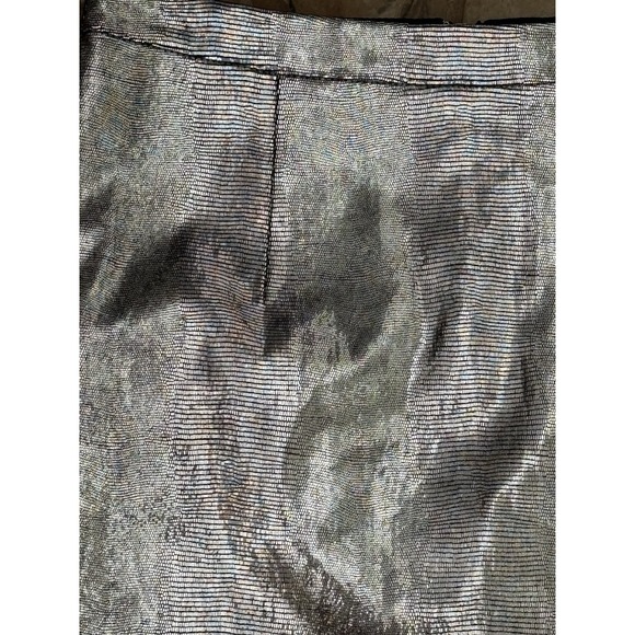$495 Alice + Olivia Womens 6 Skirt Mini Lamb Leather Metallic Silver Caitlin - Picture 4 of 10